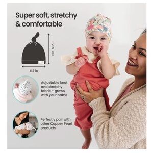 NEW 3 set Copper Pearl Baby Beanie Hat Top Knot Stretchy Soft!